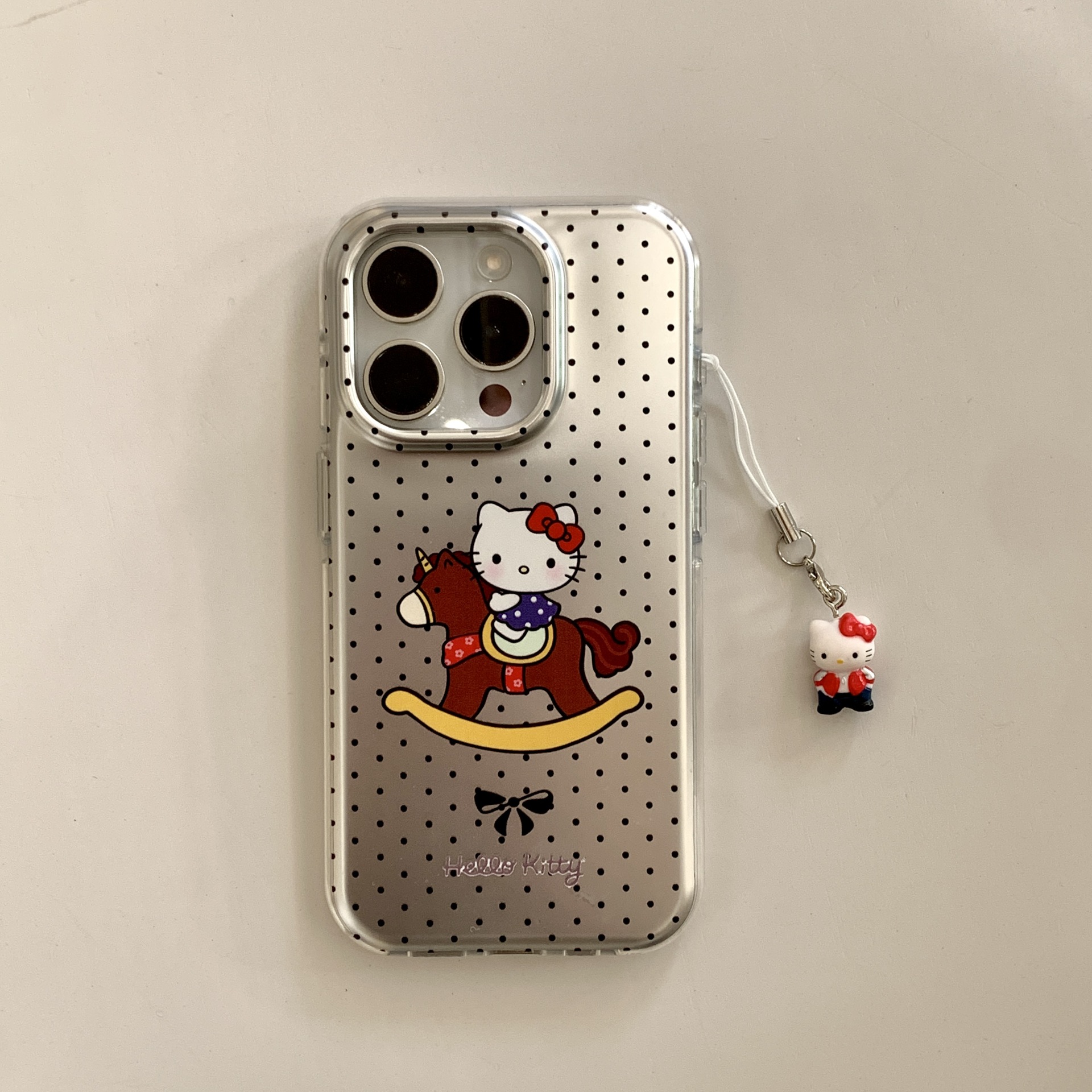 Caballo de Troya de punto de onda plateado galvanizado simple KT cat para iPhone16 funda para teléfono móvil 15ProMax femenino 14/13 nuevo 16P