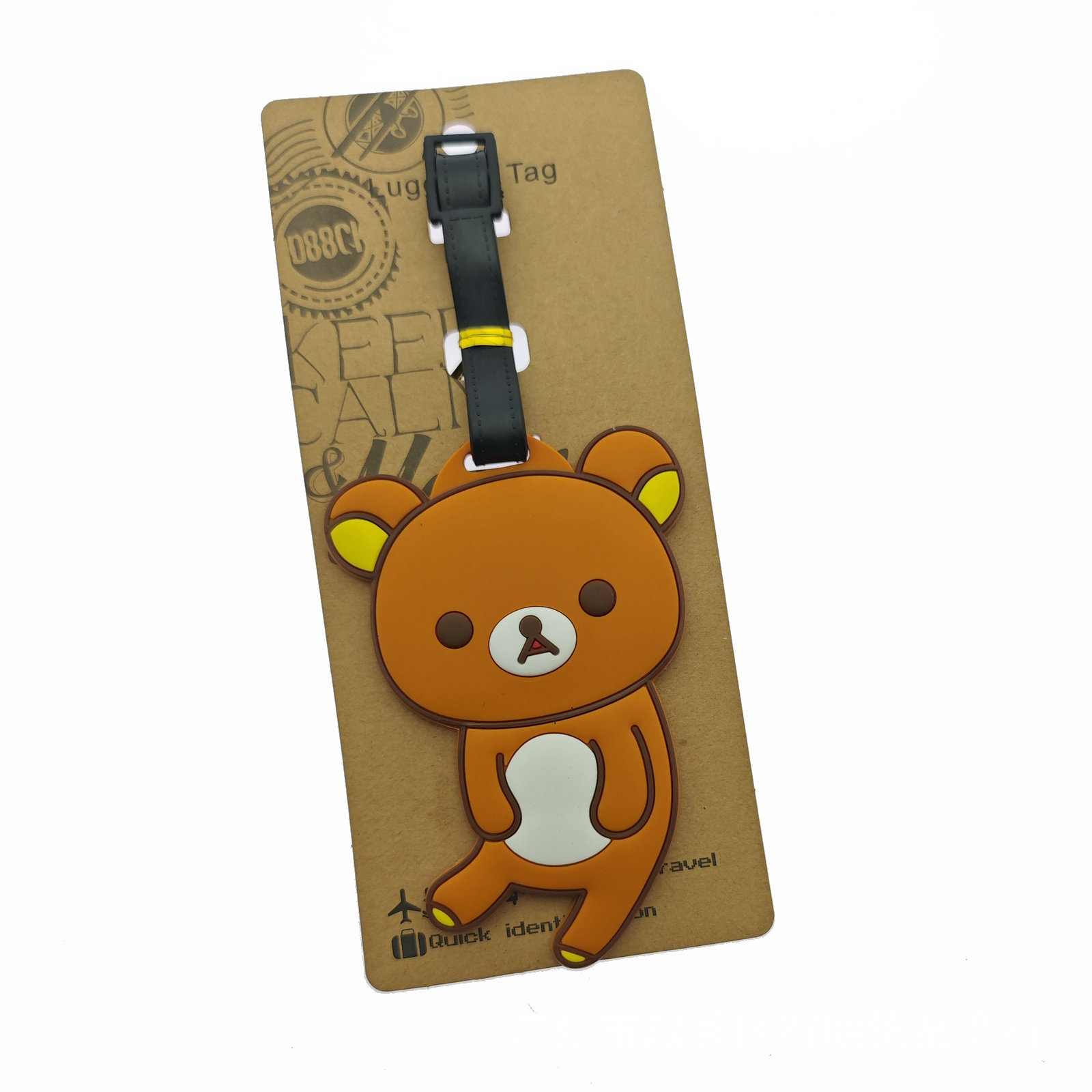 Creativo lindo oso negro y blanco fácil oso tarjeta de embarque de silicona maleta de viaje colgante de remolque tarjeta