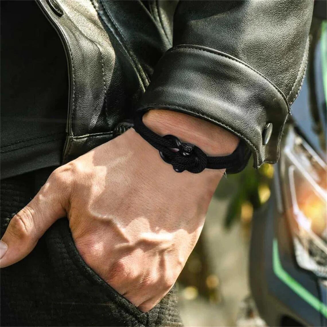 Popular Amazon Milán cuerda tejida a mano pulsera a mi hijo nieto de acero inoxidable hebilla de herradura mano