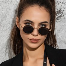 新款个性复古太阳镜男女欧美潮流小框圆形墨镜金属跨境眼镜s21243