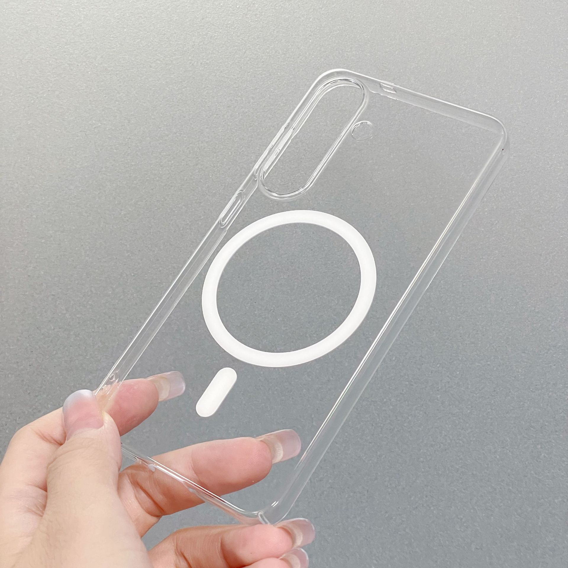 Suitable for Samsung S24 Mobile Phone Case S25U Highly Transparent Magnetic Suction Plus Hard S22 All-Inclusive Anti-Fall and Anti-Yellowing S23 Mobile Phone Case