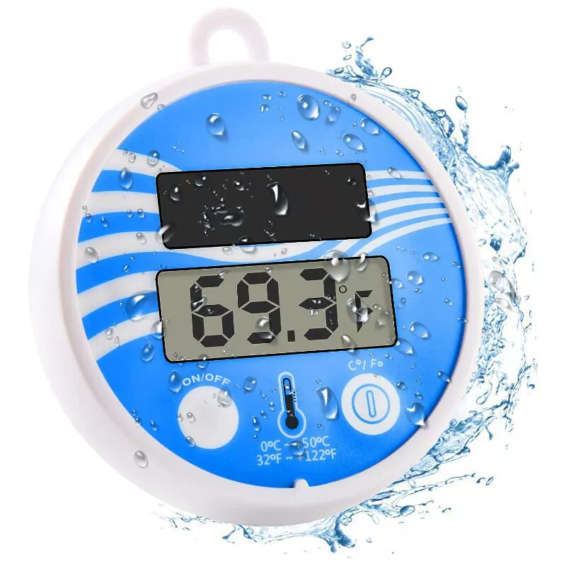 Swimming pool solar-powered, thermometer