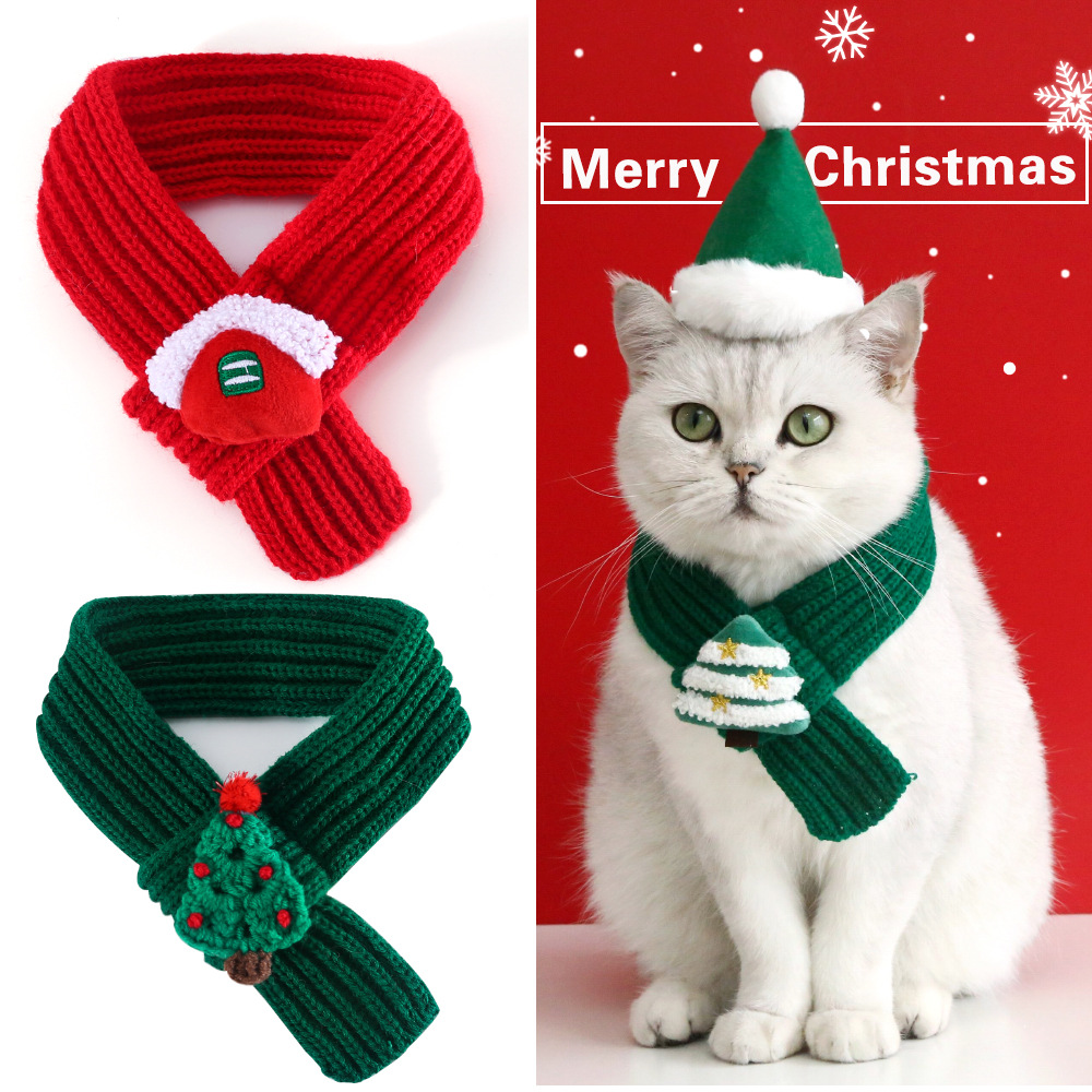 2022 nuevo color puro de lana punto Navidad nieve árbol casa ancianos felpa caliente mascota gato perro bufanda