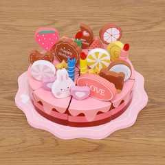 木製仿真生日蛋糕下午茶切切樂廚具套裝美式手提小蛋糕過家家女孩