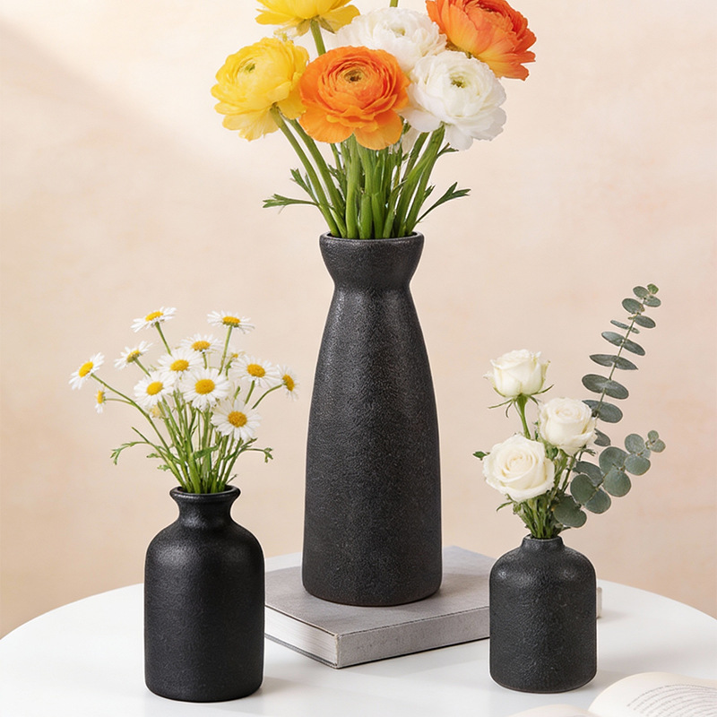 Creative Internet Celebrity Frosted Imitation Ceramic Small Flower Vase Plastic Small Vase Living Room Decoration Simple Vase Aromatherapy Bottle