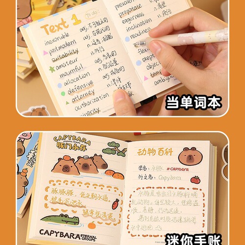 Kapibara Notebook 2024 New Model High-Aesthetics Portable Small Size Handwritten Journal Notebook