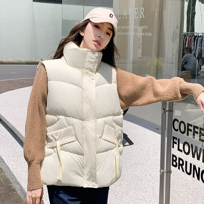 Пуховая ватная куртка жилет женская весна и осень новая корейская версия 2024 года