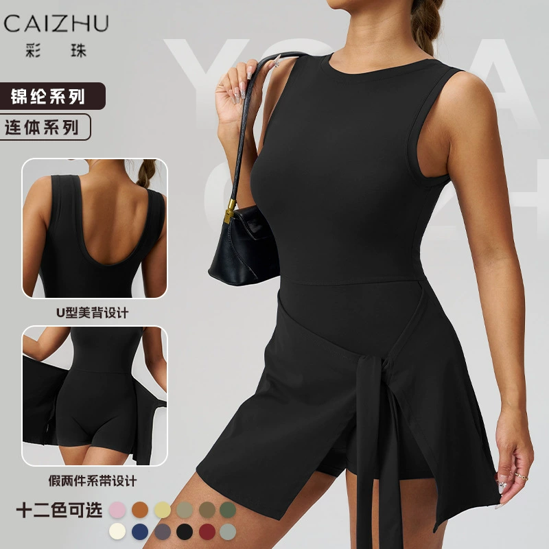 Спортивный комбинезон для трансграничных игр, быстросохнущий, для бадминтона, без рукавов, с открытой спиной, для фитнеса, для йоги, для похудения, с защитой от воздействия