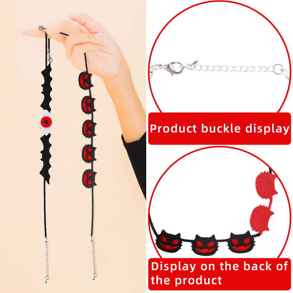 Europa y los Estados Unidos nuevos collares de Halloween murciélagos fantasma joyas de cuello fiesta decoración fieltro collar ajustable image 4