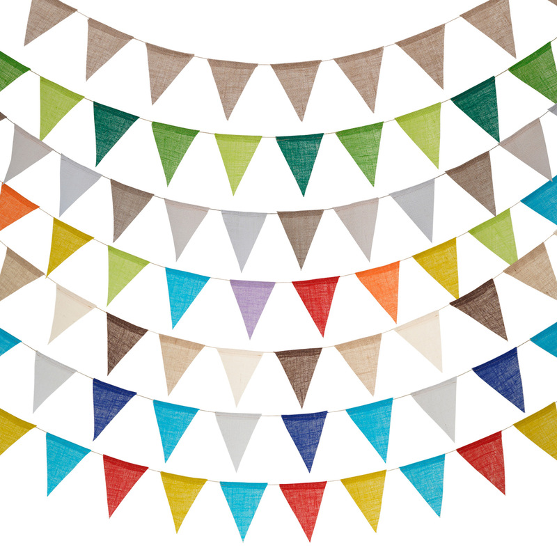 12 pieces of gradient yellow linen pennant wedding wedding supplies western wedding decoration string flag birthday flag