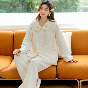 Maternity Pajamas, Air Cotton Sandwich Layer, Postpartum Nursing and Breastfeeding Confinement Clothes, Two-Piece Set, Loose and Comfortable Design