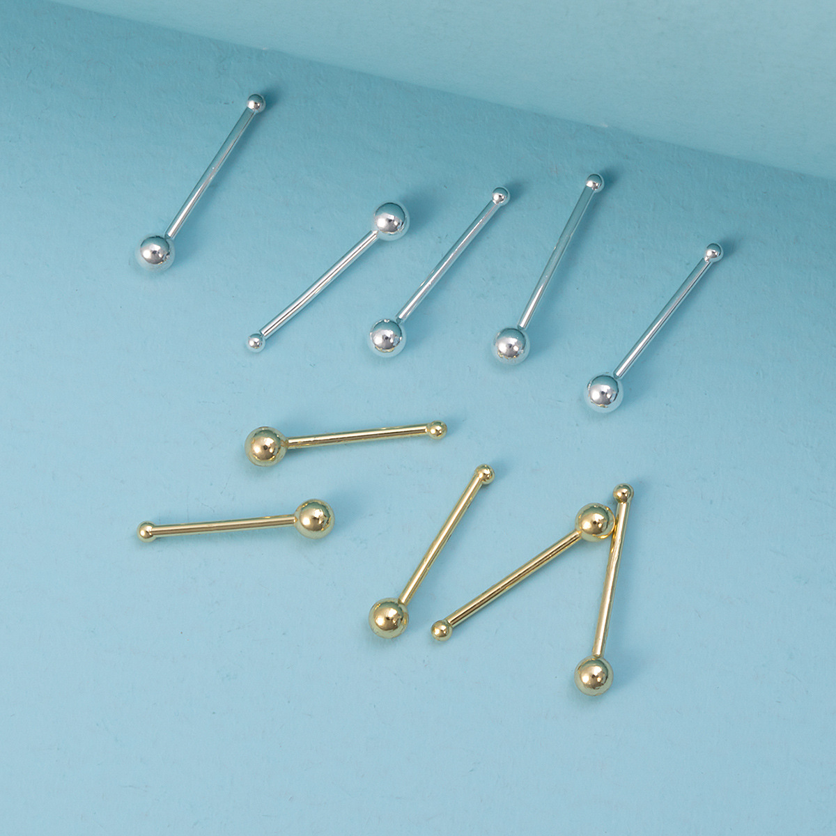 Sterling Silver Plated Round Ball Nose Stud Piercing Jewelry_voghion.com