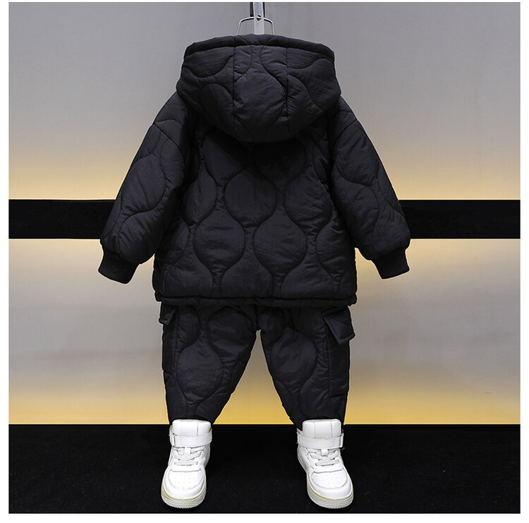 Jungen Clip 2024 Neue Kinder Einfarbig Verdickt Zwei Stück Set Baby Winter Baumwolle Mantel Mode_voghion.com