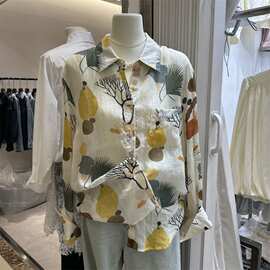 花色衬衫女休闲度假防晒衣2026春夏新款系带开衫上衣透风衬衣外套