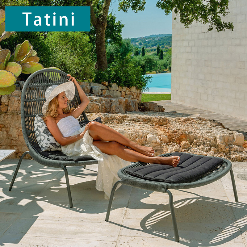 Sofá de exterior para ocio, sillón de jardín moderno y sencillo, diseño de protección solar para una sola persona, muebles de exterior de ratán.