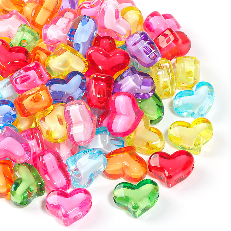 Acrílico color Pearl zhongzhu dibujos animados estrella de cinco puntas amor agujero recto cuentas DIY cadena de teléfono móvil accesorios de joyería de pulsera