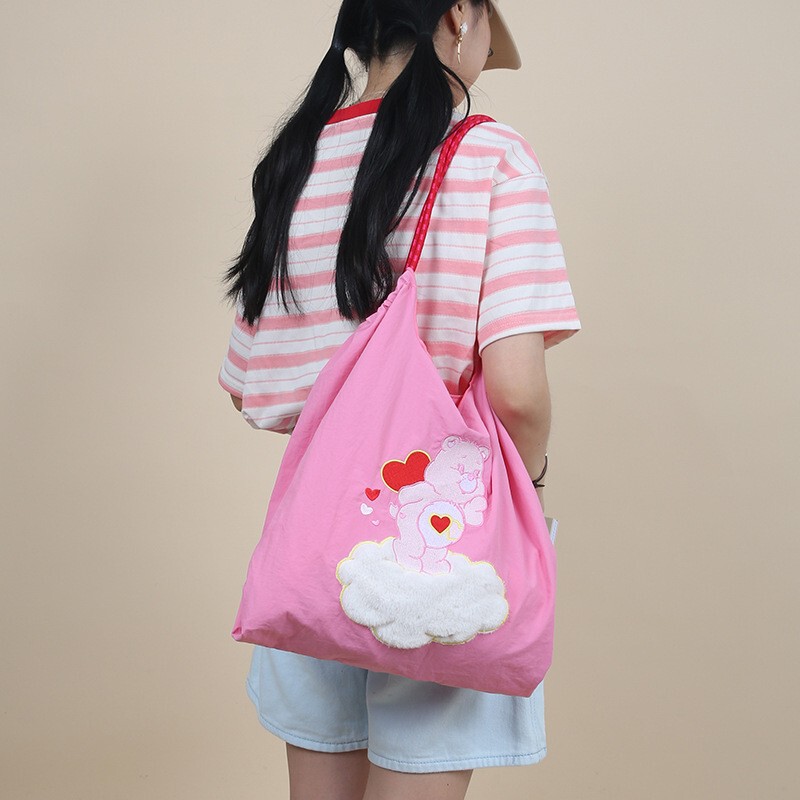 Authentic Carebears Cute Bear Large Capacity Dopamine Tote Bag Shoulder Bag Versatile Student Tote Bag