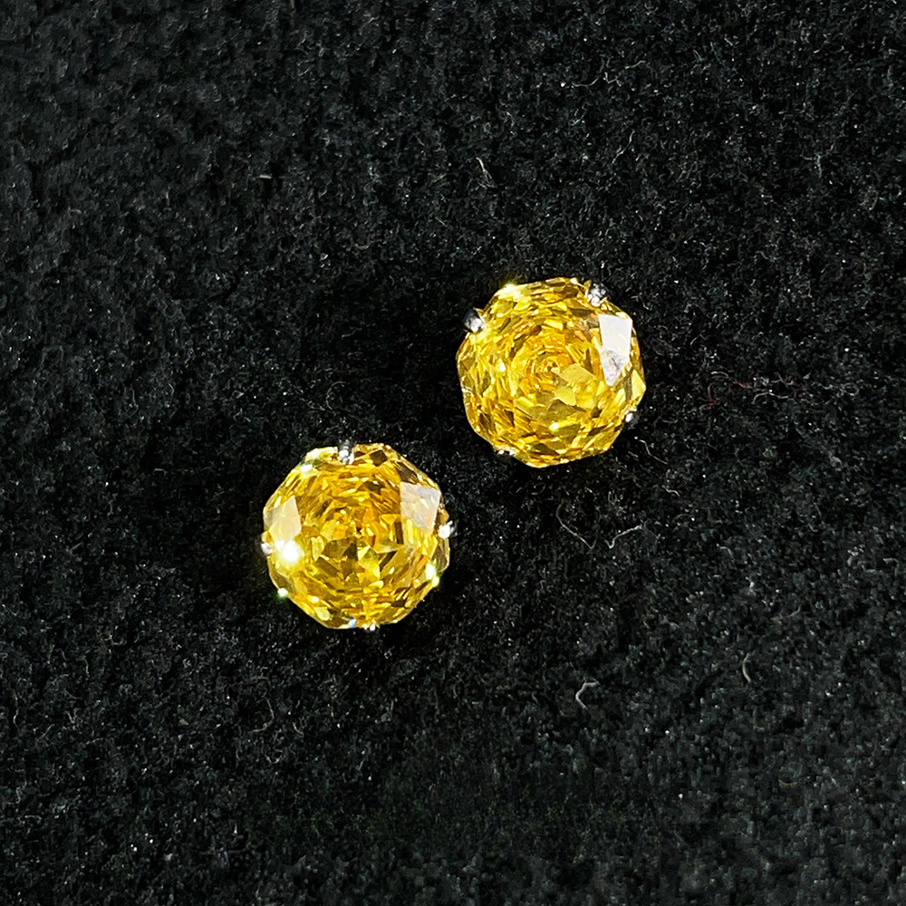 【】天然黄水晶千禧玫瑰耳钉女夏日多巴胺S925纯银耳环耳饰  包邮