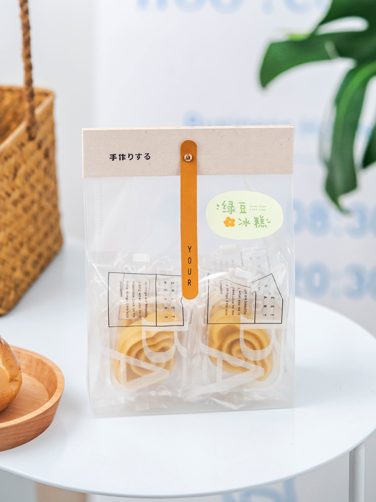 Galletas de madera de cardíaco bolsas independientes transparentes hechas a mano tortilla de nieve galletas de arroz pegajoso barco leche jujube envasado