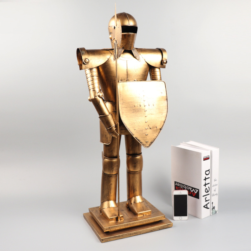 古代欧式罗马盔甲士兵武士铁艺模型酒柜电视柜复古工艺品装饰摆件