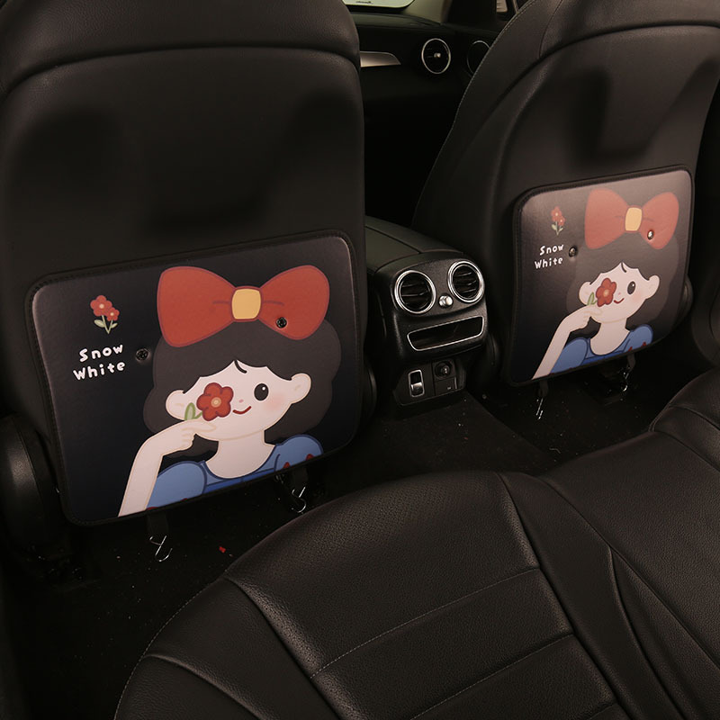 Snow White Anti-Kick Pad Car Seat Back Cute Car Seat Back Protection Pad Leather Stain-Resistant Car Anti-Kick Pad