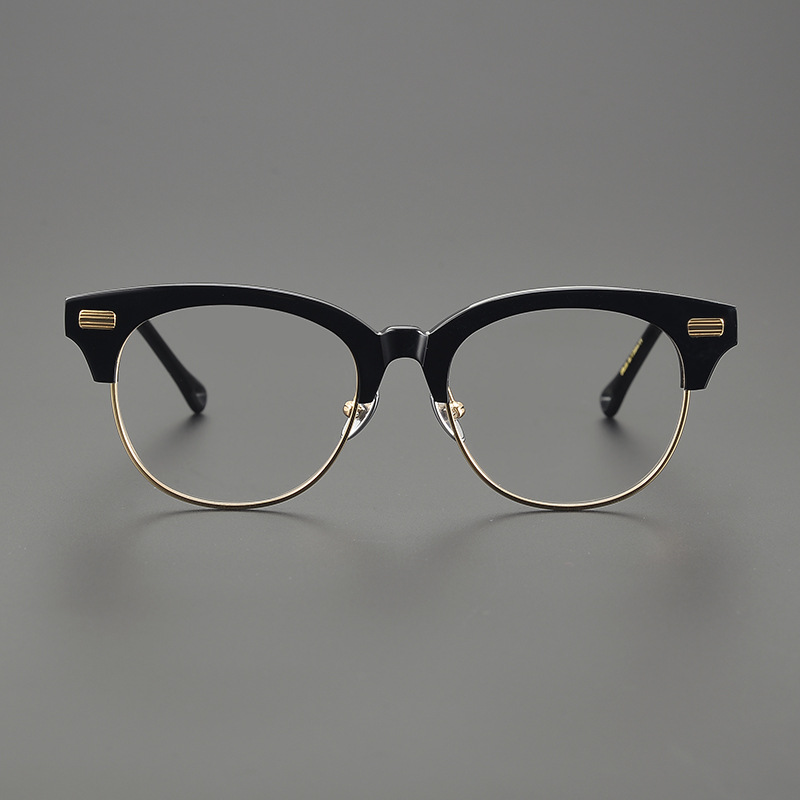 Vielseitige, minimalistische, handgefertigte Herrenbrille von Shawn Yue im Retro-Stil für große Gesichtsformen. Material: Japanisches Design. Trend für Kurzsichtigkeit._voghion.com