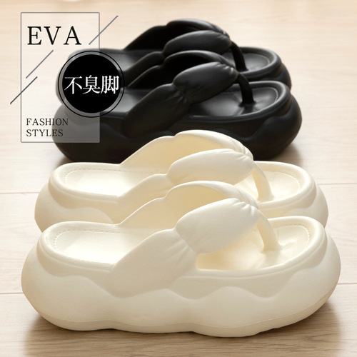 Cloud Slippers with Heightened Thick Sole Herringbone Sandals for Women Summer Beach Sandals Interchangeable Slippers Fashion Outdoor Slippers with a Sense of Luxury