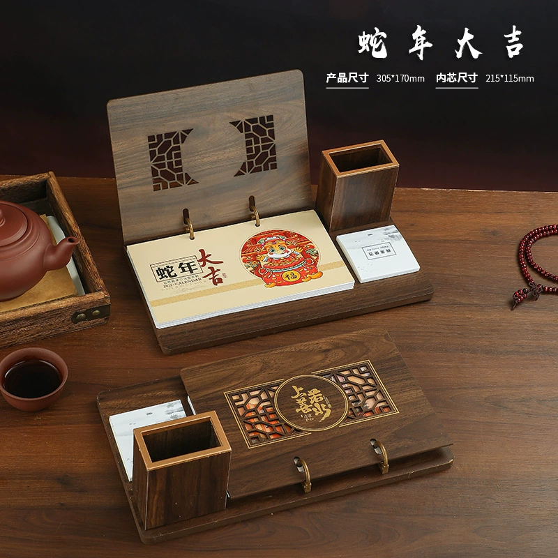 Wooden desk calendar, custom-made, ethnic style