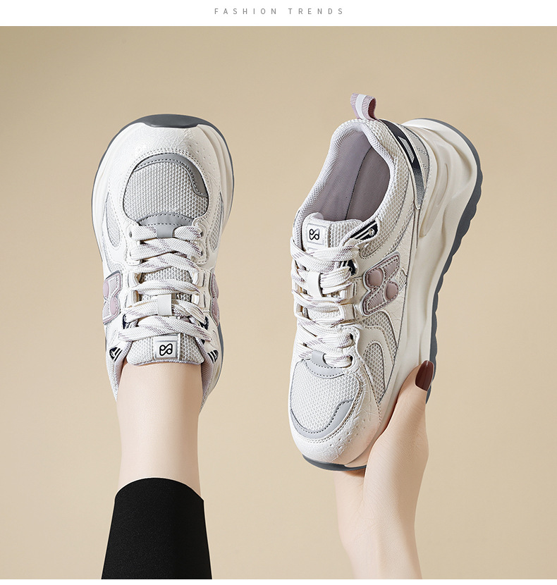 Giày sneaker nữ chạy bộ mesh thoáng khí đế mềm mẫu mới xuân hè 2025 — Trà sữa JST 7055, JST 7055 màu xám, JST 7097 m đen, JST 7036 màu đỏ chi tiết 9