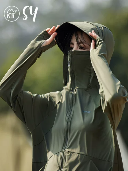 Original Yarn Sun Protection Clothing for Women, Summer Uv Protection Upf50+, Detachable Large Brim, Ice-Feel Breathable Sun Protection Clothing for Women