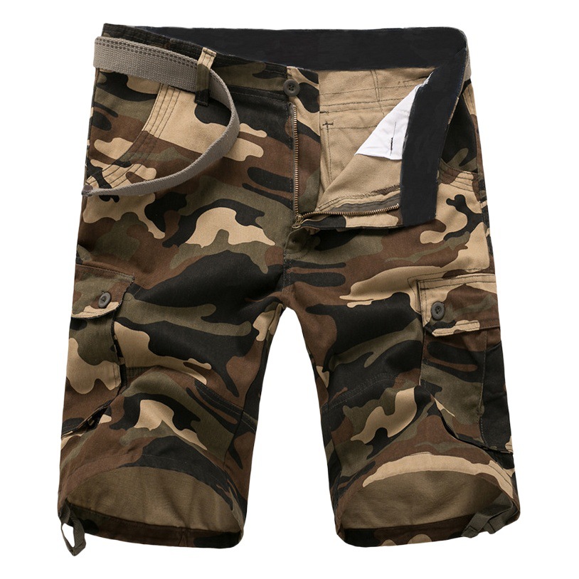 Camuflaje multi-Bolsillo ropa de trabajo pantalones cortos de camuflaje de los hombres de moda estilo militar americano resistente al desgaste verano quinto Pantalones