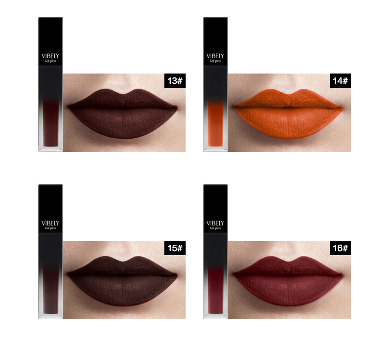 VIBELY matte nude liquid pearlescent lip gloss from Europe and America, matte non-stick cup, non-fading lip gloss, a bestseller in foreign trade undefined
