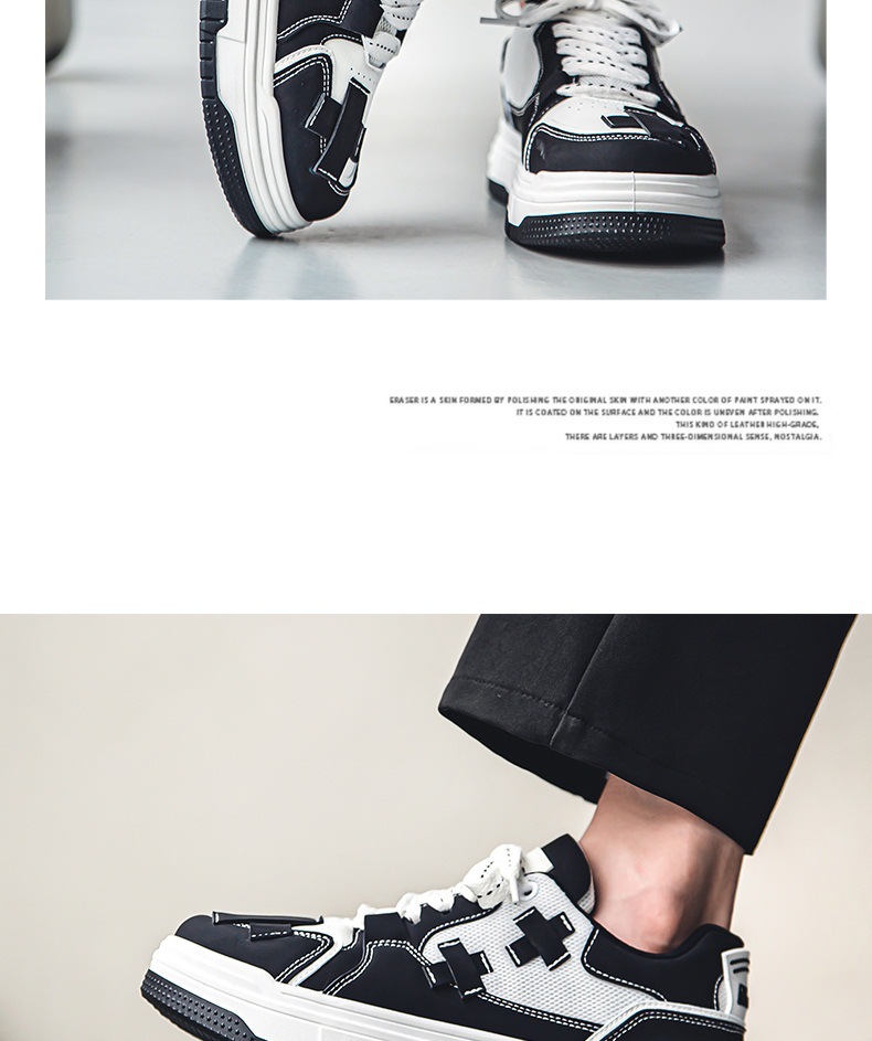 Men's Casual Sneakers White Platform Comfortable Trendy Shoes_voghion.com