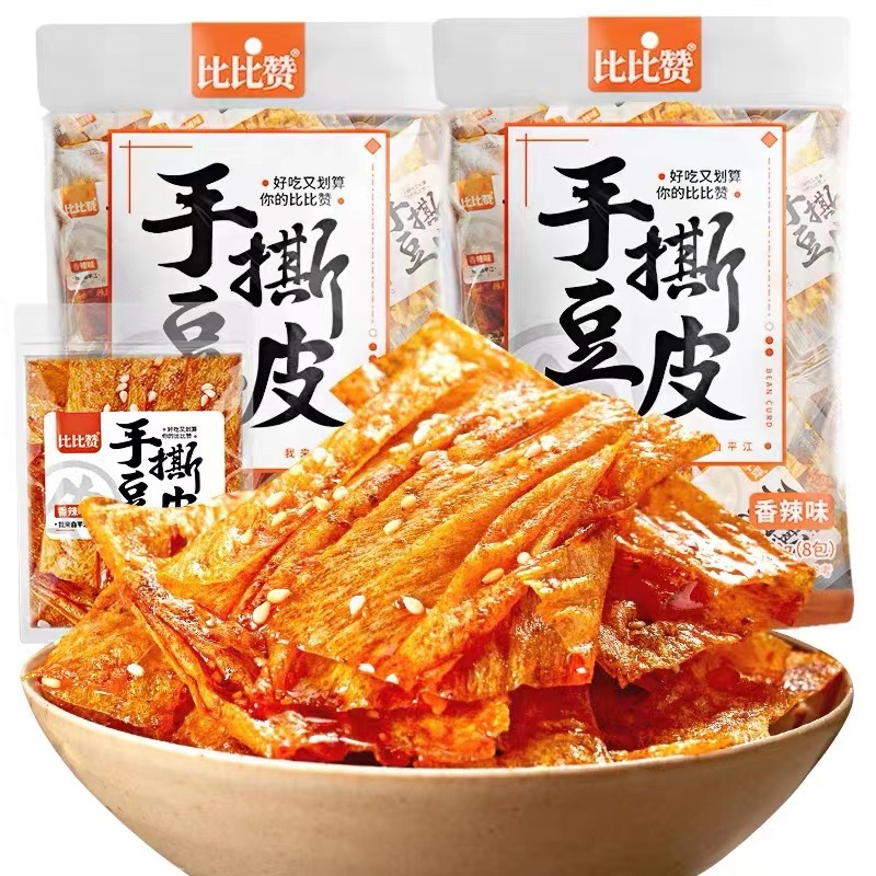 Bibizan shredded bean skin spicy strip dried tofu spicy slice online red spicy childhood snack snack leisure food