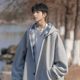 2024 Patchwork Plaid Hooded Jacket Men's Spring and Autumn Korean Fashionable High-end Cardigan Jacket Loose plus size Clothes