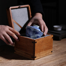 定制竹木盒翻盖式瓷器建盏茶具包装空盒创意蜂蜜罐茶叶罐礼品木盒