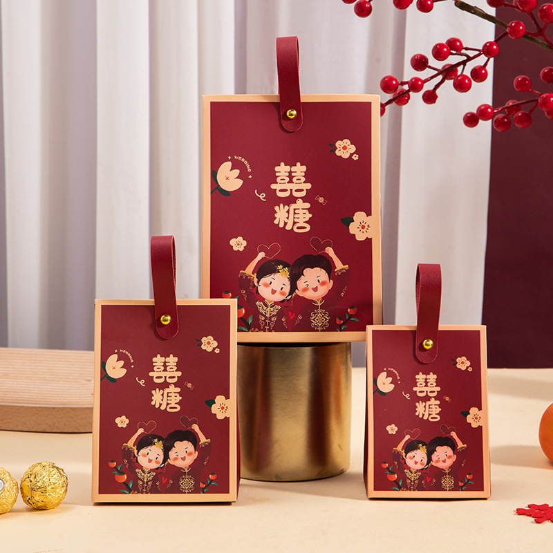 2023 nueva caja de dulces de boda en línea celebridad regalo de boda caramelo bolsa especial caja de regalo de alto sentido caja vacía