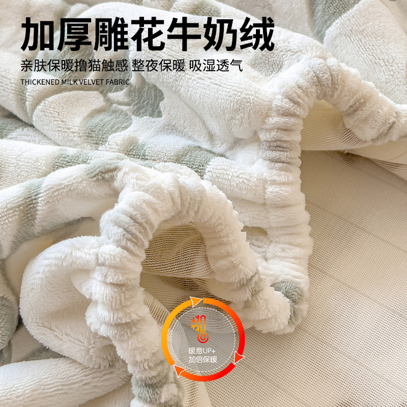 Cama de terciopelo de leche tallada una sola pieza en otoño y invierno calentamiento Simmons colchón cubierta de cubierta de cama de terciopelo de coral grueso cubierta