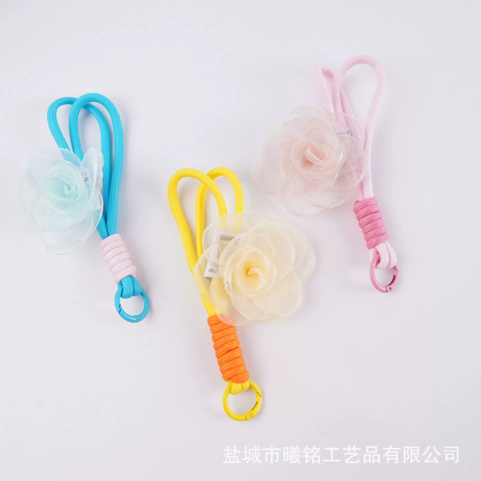 山茶花手机挂绳手工编织手绳汽车钥匙扣背包钥匙链防丢花朵挂绳