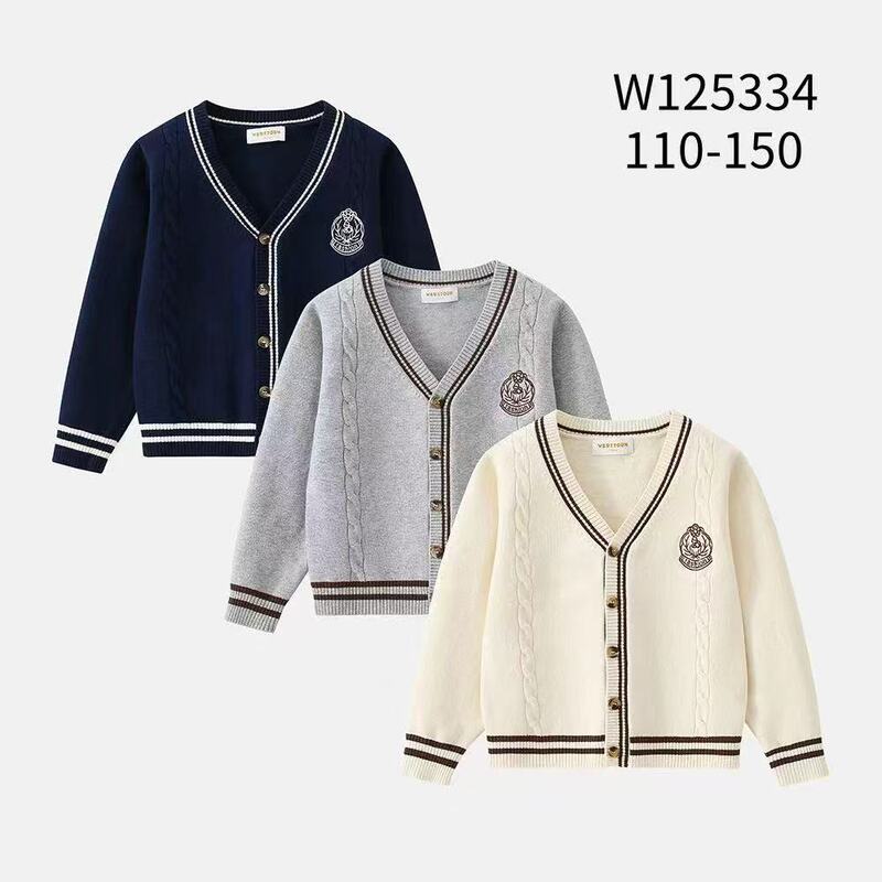 Cross-Border Kidsren's Sweater 2025 Autumn and Winter New Embroidered Preppy Style Jacket Boys Cardigan Campus Style Knitted Top Cross-Border Kidsren's Sweater 2025 Autumn and Winter New Embroidered Preppy Style Jacket Boys Cardigan Campus Style Knitted Top