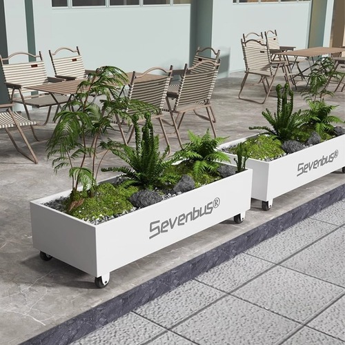 Outdoor movable flower troughs, restaurant store entrances, partition fences, flower boxes, golden street flower pots with wheels, flower beds