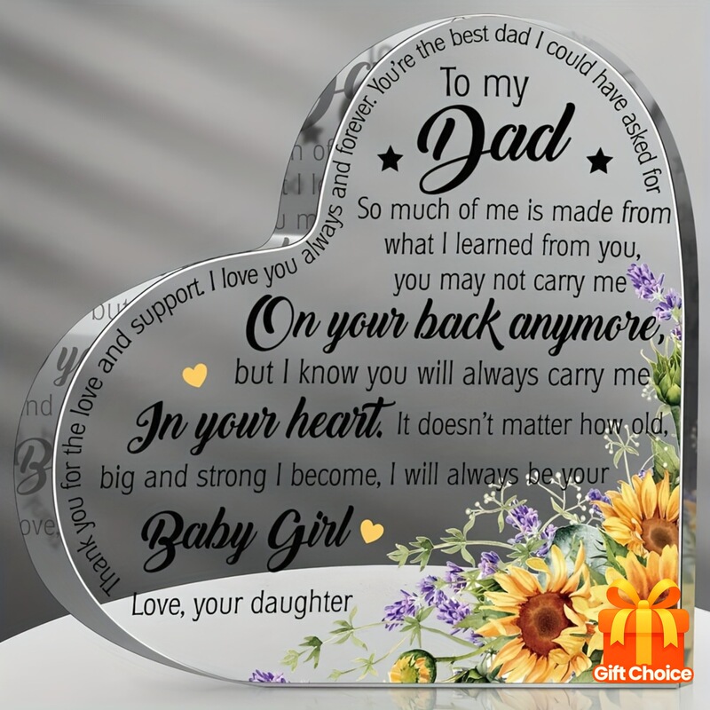 2D Flat Acrylic Heart-Shaped Plaque with Similar Messages - for Mom, Dad, Grandma, Stepmother 2D Flat Acrylic Heart-Shaped Plaque with Similar Messages - for Mom, Dad, Grandma, Stepmother
