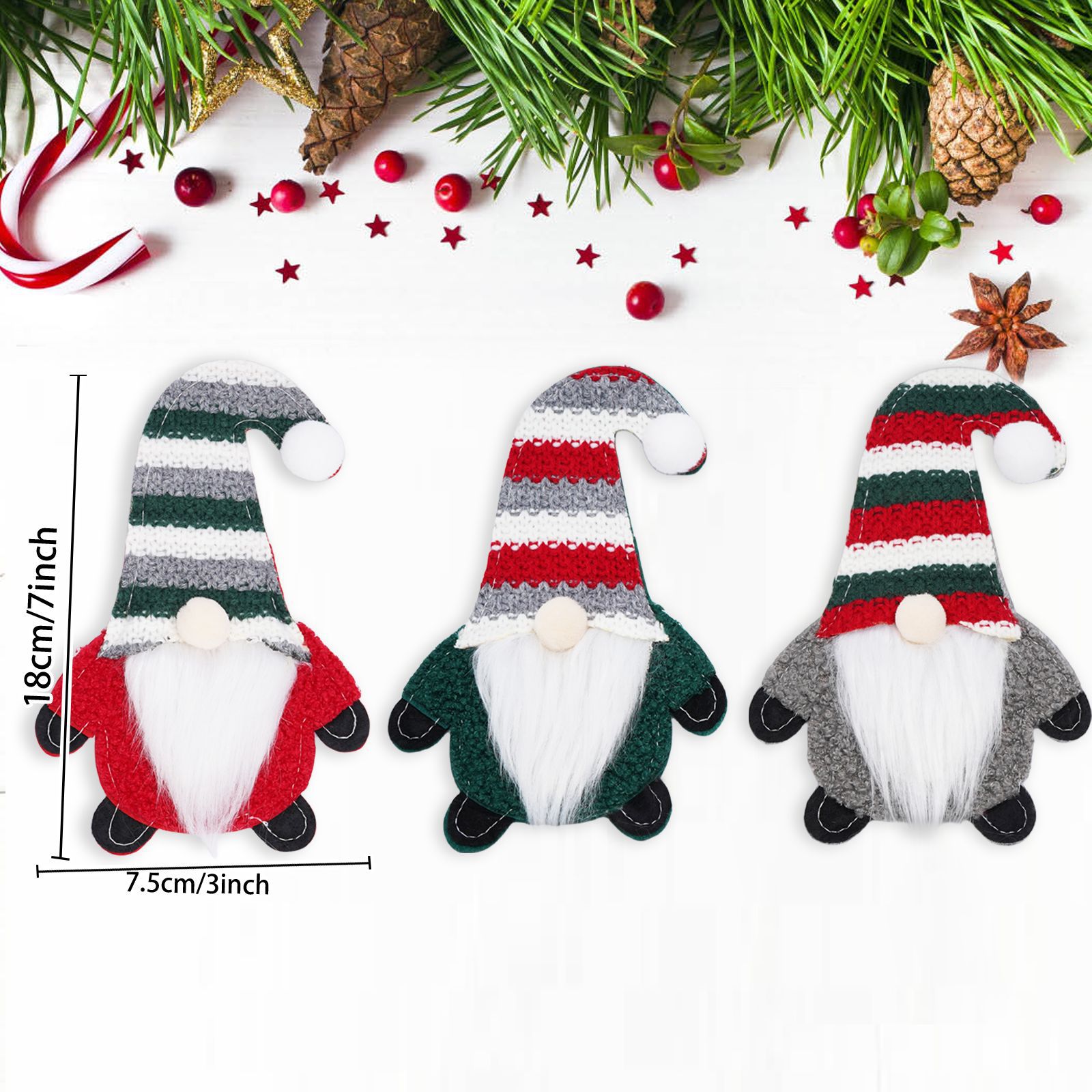 Navidad transfronteriza muñeca sin cara cuchillo y tenedor set decoración de mesa de comedor adorable Rudolph rayas Navidad cuchillo y tenedor set