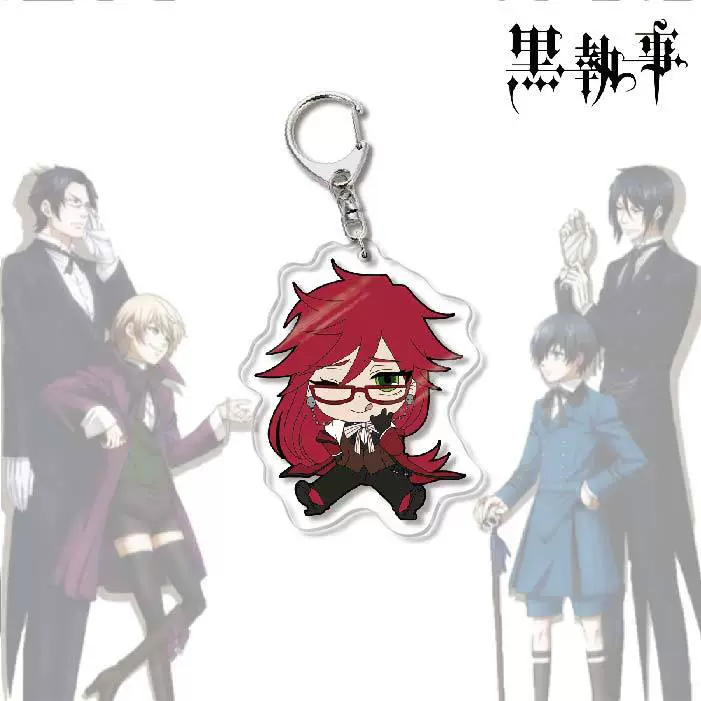 Акриловый брелок-аниме (Black Butler) Себастьян двусторонний 6 см чиби подвеска