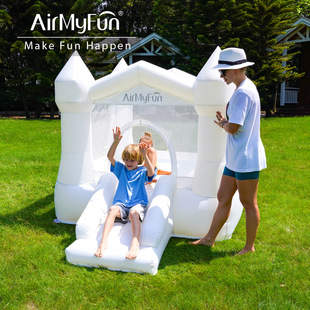 Airmyfun White Inflatable Trampoline Small Indoor Inflatable Castle Slide Kidsren's Naughty Castle Amusement Equipment