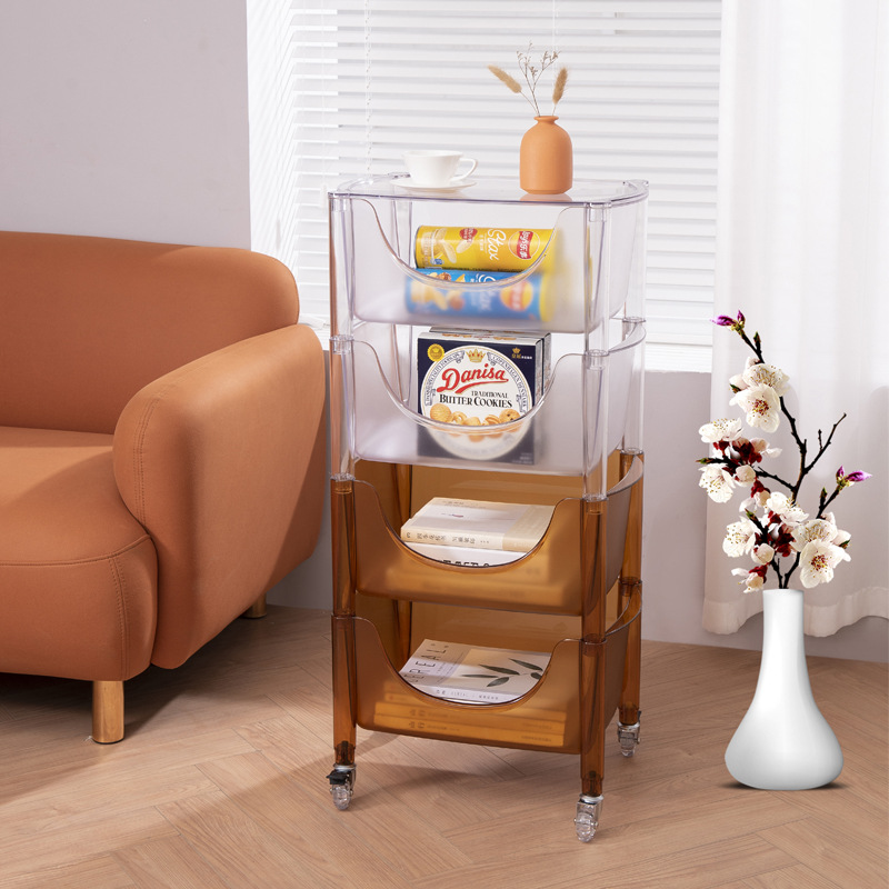 Nordic acrylic storage cabinet for home use, transparent mobile trolley, storage cabinet, popular on Instagram, kitchen shelf