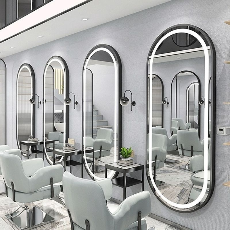 Hair salon mirror with lights, wall-mounted hairdressing mirror, wall-mounted mirror without arch, hair salon wall mirror
