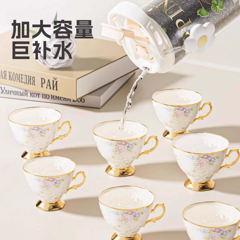 大卡bigcar白茶花冰霸杯内外纯钛女生高颜值咖啡杯新款大容量吸管|undefined