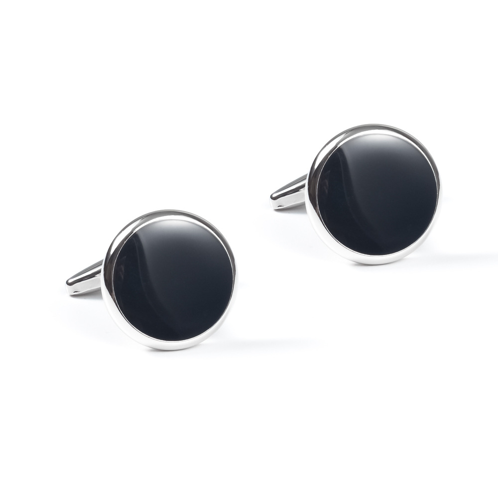 Gemelli e borchie da uomo in agata nera di alta qualità, set di gemelli per camicia francese in smalto, regalo per le feste_voghion.com