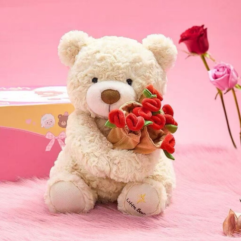 新しいかわいいバラのクマのぬいぐるみ花束クマ人形人形女の子のためのバレンタインデーのギフト告白|undefined